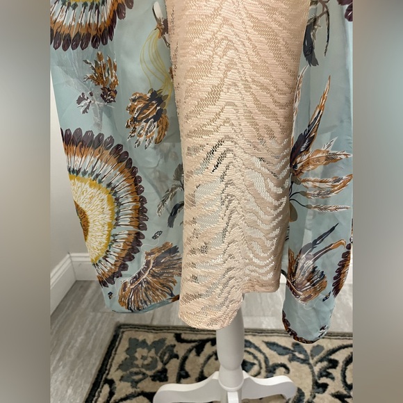 New Umgee Teal Tribal Feather Print Open Kimono Cover-Up S/M Chic & Breezy! NWT - Picture 8 of 16